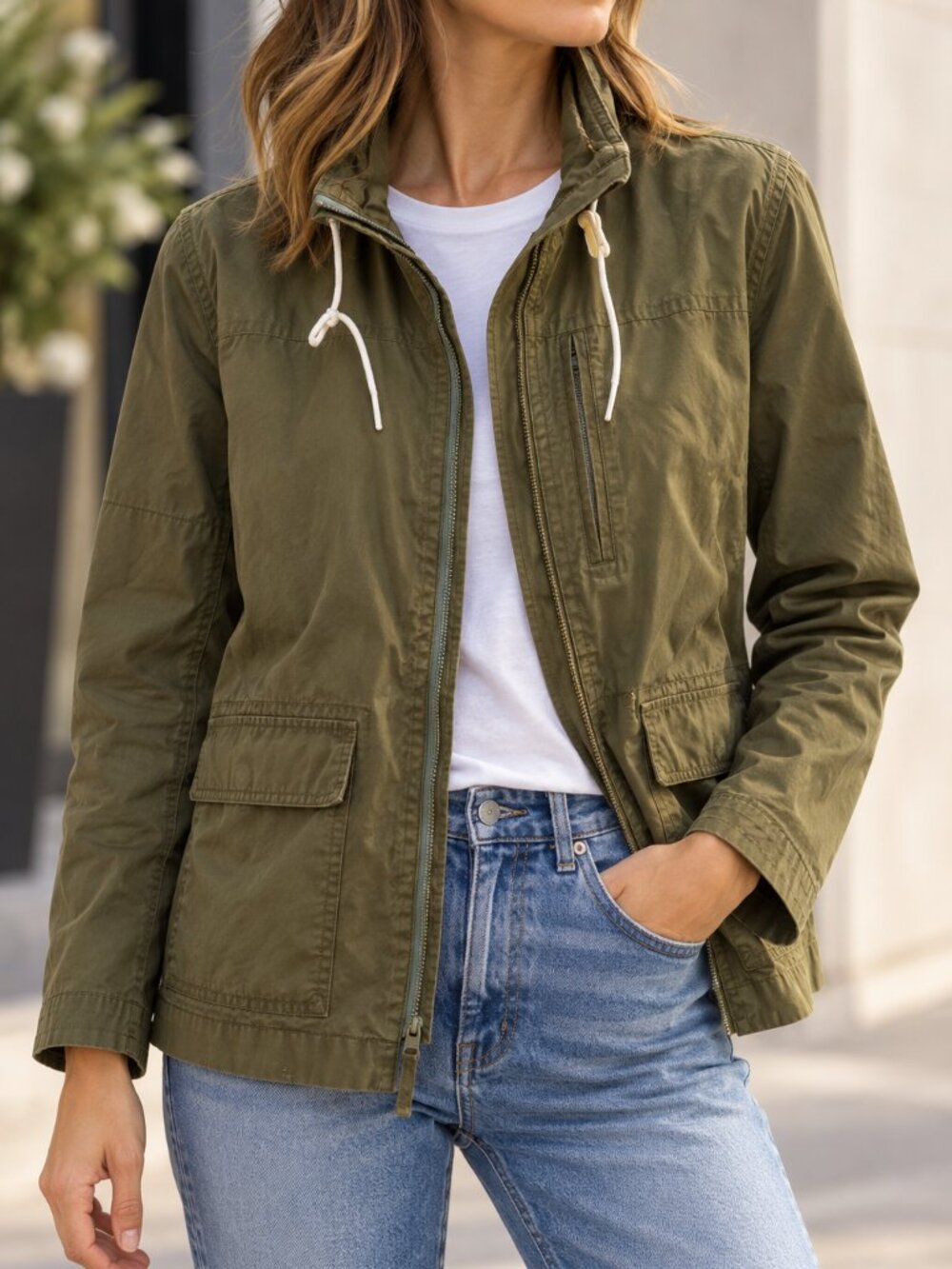 Ray BEAMS Olive Utility Jacket MEDIUM
